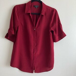 New silk burgundy woman shirt, US MT (tall)